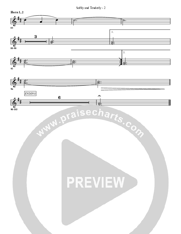 Softly And Tenderly French Horn 1/2 (G3 Worship)