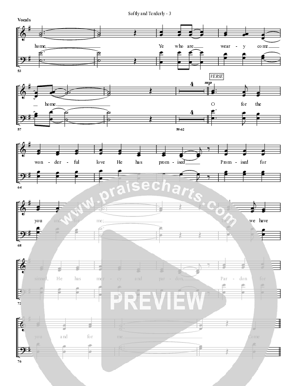 Softly And Tenderly Lead Sheet (SAT) (G3 Worship)