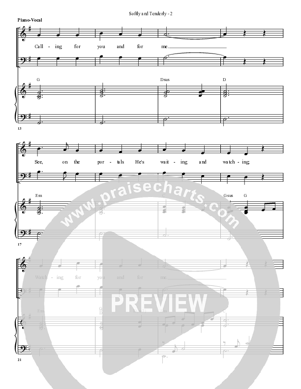 Softly And Tenderly Piano/Vocal (SATB) (G3 Worship)