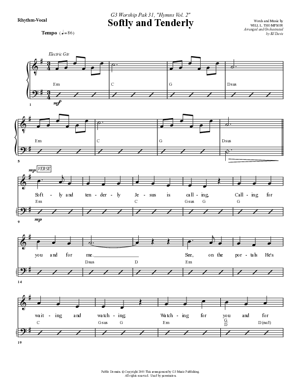 Softly And Tenderly Rhythm/Vocal (G3 Worship)