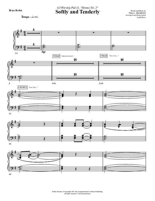Softly And Tenderly Synth Brass (G3 Worship)