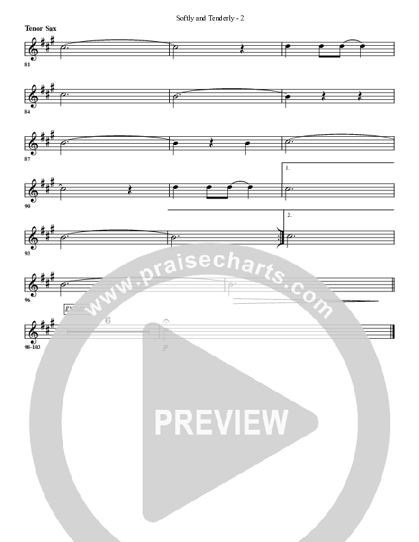 Softly And Tenderly Tenor Sax 2 (G3 Worship)