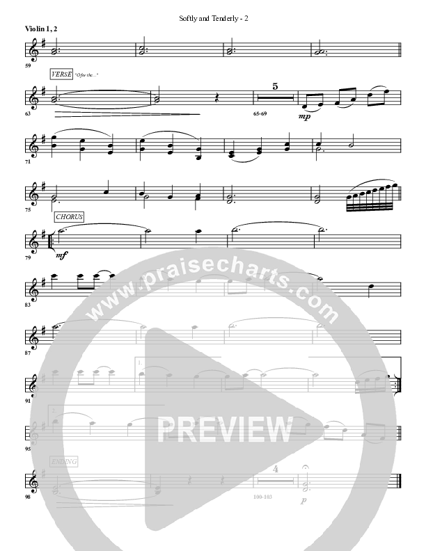 Softly And Tenderly Violin 1/2 (G3 Worship)
