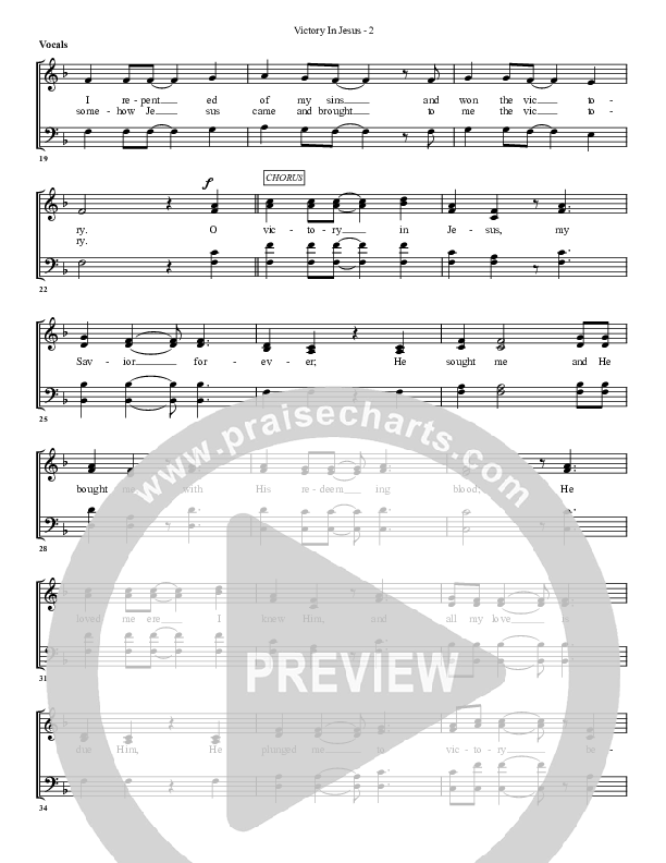 Victory In Jesus Choir Sheet (G3 Worship)