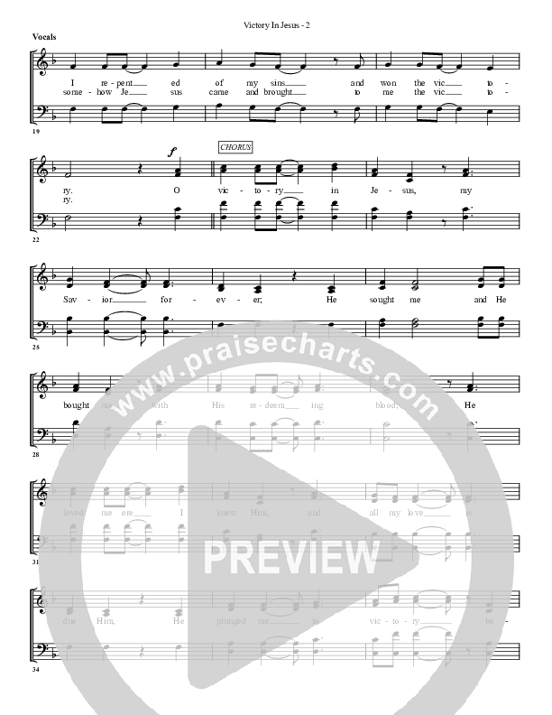Victory In Jesus Choir Sheet (G3 Worship)