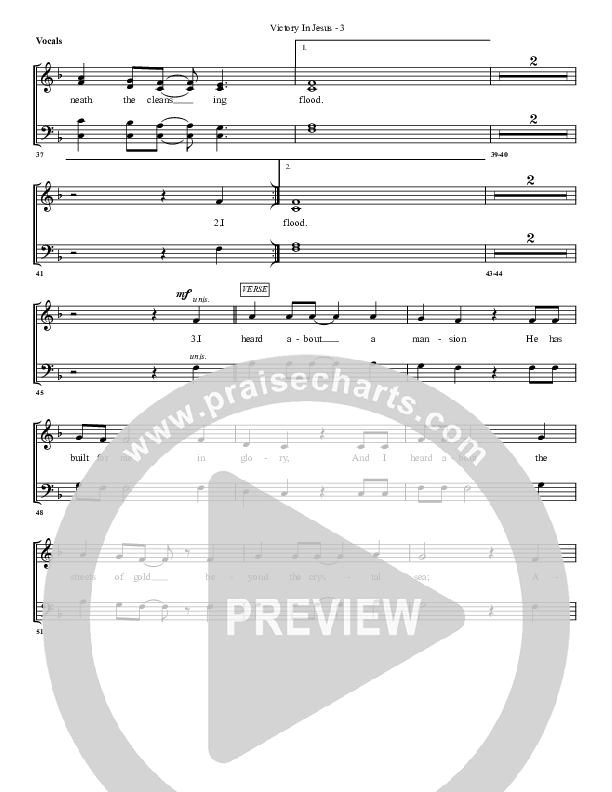 Victory In Jesus Choir Sheet (G3 Worship)