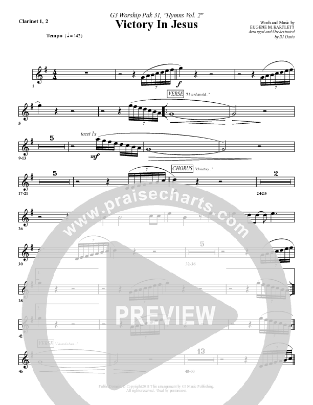 Victory In Jesus Clarinet (G3 Worship)