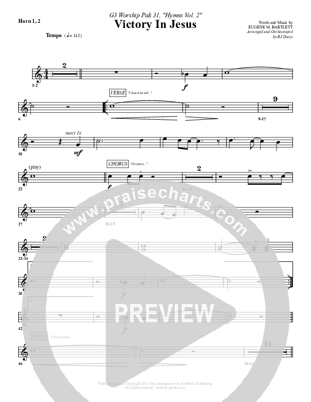 Victory In Jesus French Horn 1/2 (G3 Worship)