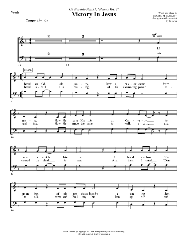 Victory In Jesus Lead Sheet (SAT) (G3 Worship)