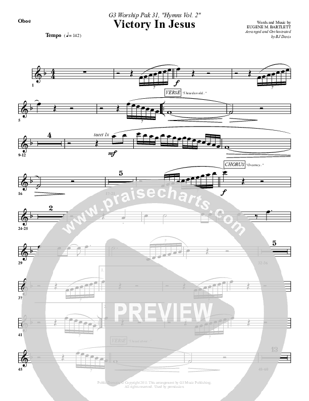 Victory In Jesus Oboe (G3 Worship)
