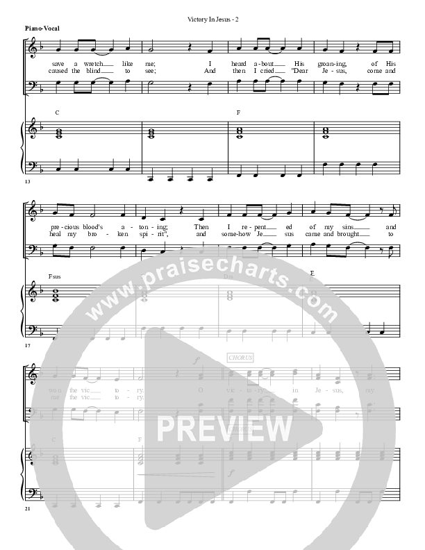 Victory In Jesus Piano/Vocal (G3 Worship)
