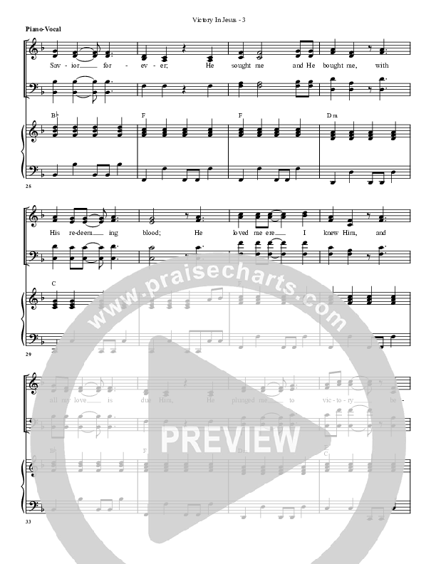 Victory In Jesus Piano/Vocal (G3 Worship)