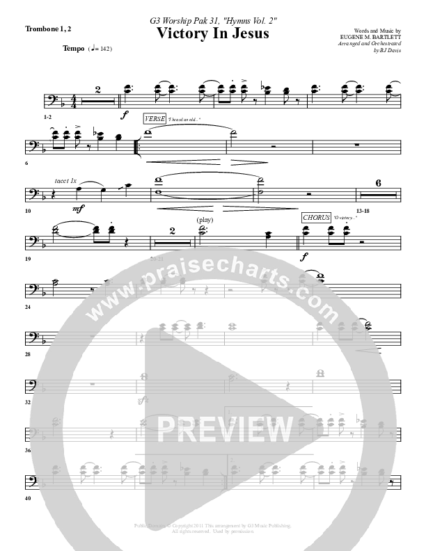 Victory In Jesus Trombone 1/2 (G3 Worship)