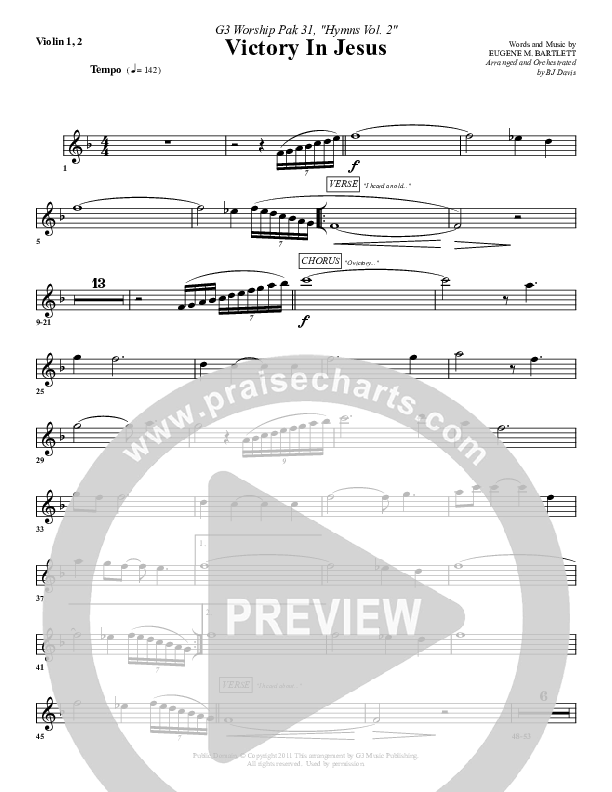 Victory In Jesus Violin 1/2 (G3 Worship)