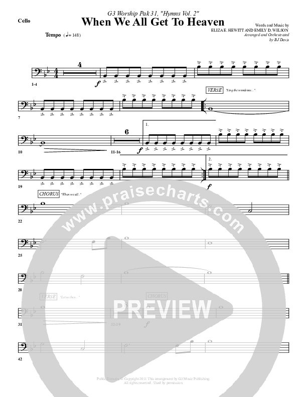 When We All Get To Heaven Cello (G3 Worship)