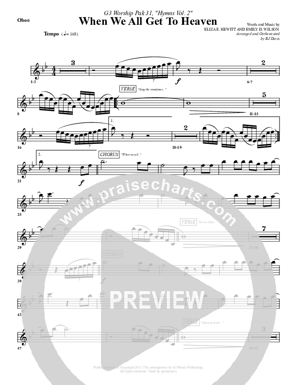 When We All Get To Heaven Oboe (G3 Worship)