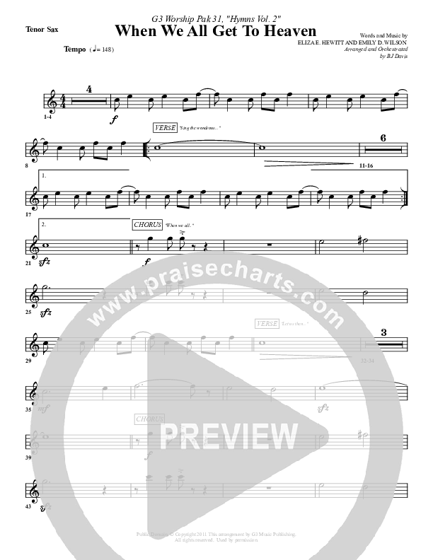 When We All Get To Heaven Tenor Sax 2 (G3 Worship)