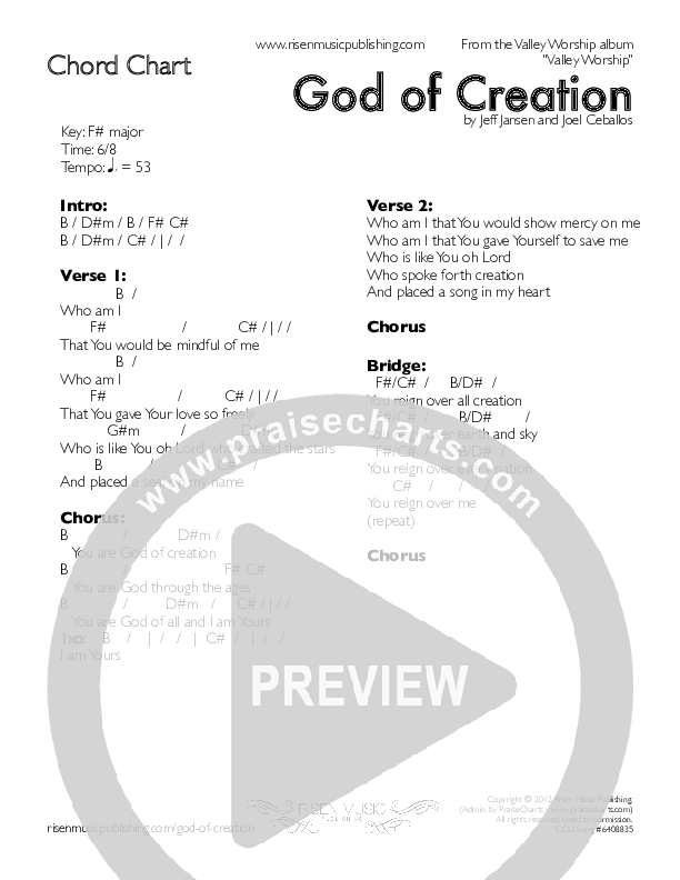 God Of Creation Chords & Lyrics (Valley Worship)