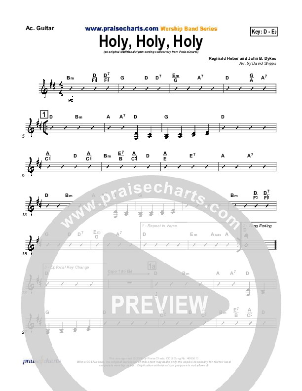 Holy Holy Holy Rhythm Chart (PraiseCharts / Traditional Hymn)