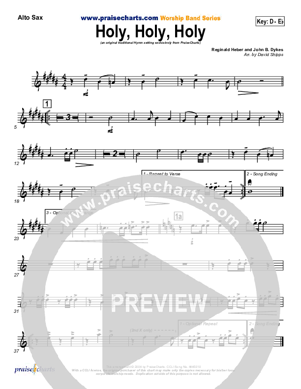 Holy Holy Holy Alto Sax (PraiseCharts / Traditional Hymn)