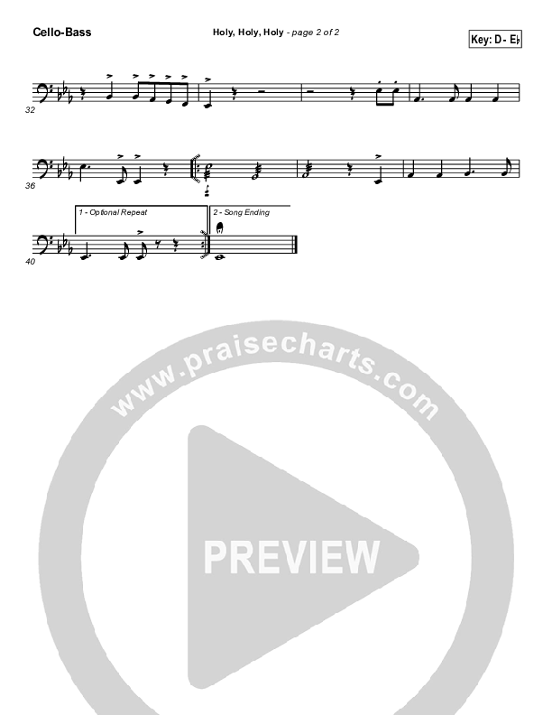 Holy Holy Holy Cello/Bass (PraiseCharts / Traditional Hymn)