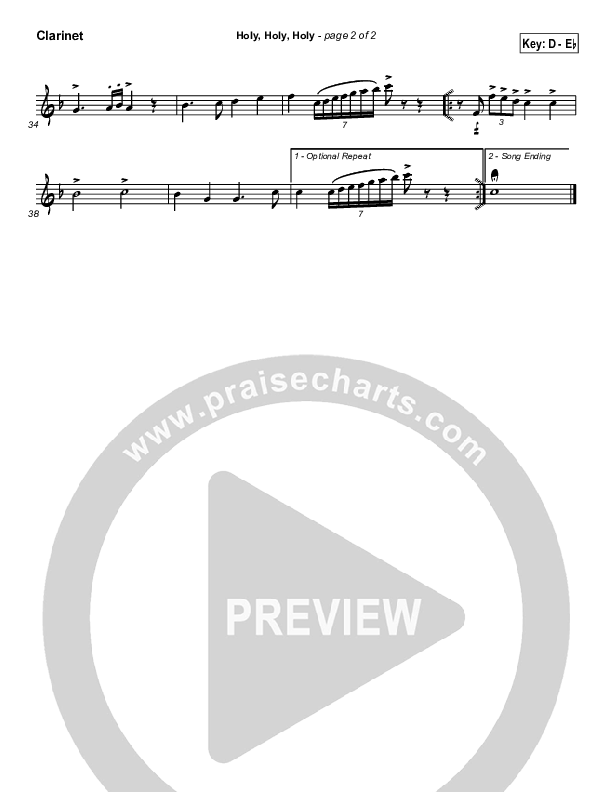 Holy Holy Holy Clarinet (PraiseCharts / Traditional Hymn)