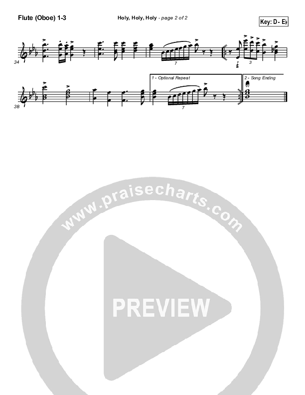 Holy Holy Holy Flute/Oboe 1/2/3 (PraiseCharts / Traditional Hymn)
