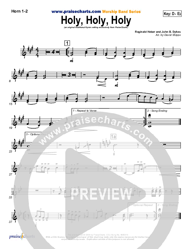 Holy Holy Holy French Horn 1/2 (PraiseCharts / Traditional Hymn)