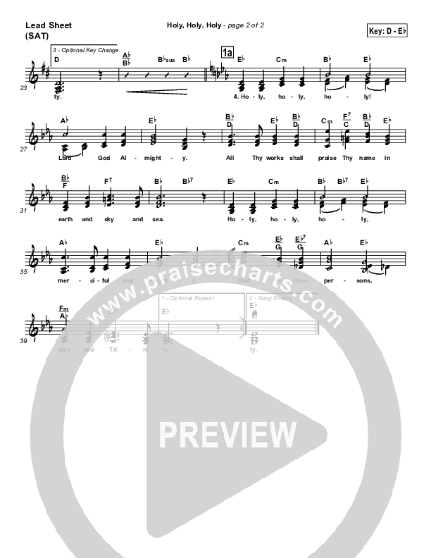 Holy Holy Holy Lead Sheet (SAT) (PraiseCharts / Traditional Hymn)