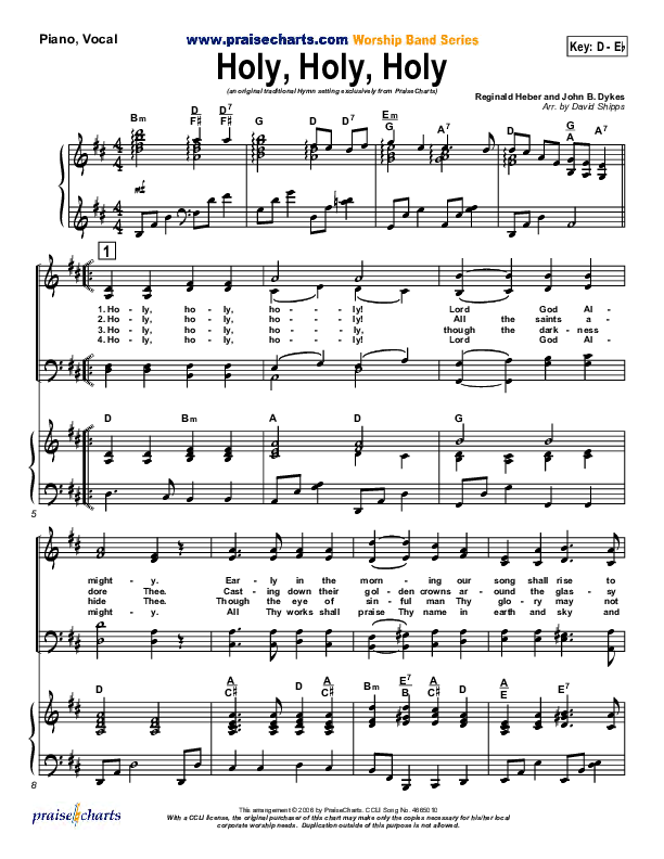 Holy Holy Holy Piano/Vocal Pack (PraiseCharts / Traditional Hymn)