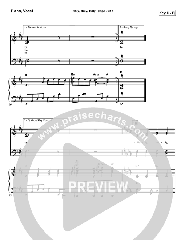 Holy Holy Holy Piano/Vocal (SATB) (PraiseCharts / Traditional Hymn)