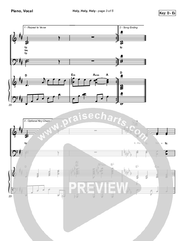 Holy Holy Holy Piano/Vocal & Lead (PraiseCharts / Traditional Hymn)