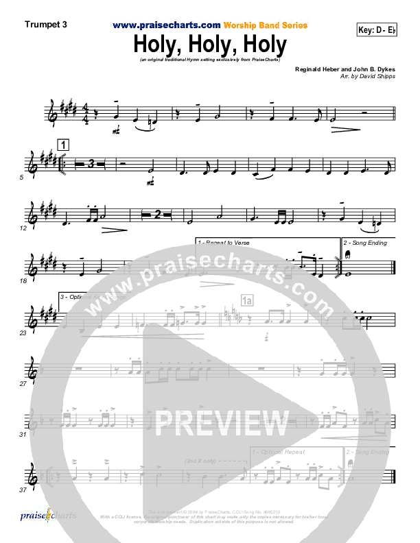 Holy Holy Holy Trumpet 3 (PraiseCharts / Traditional Hymn)