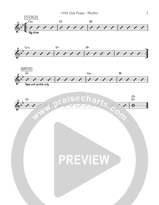 I Will Give Praise Rhythm Chart (Valley Worship)