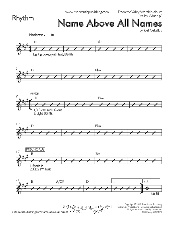 Name Above All Names Rhythm Chart (Valley Worship)