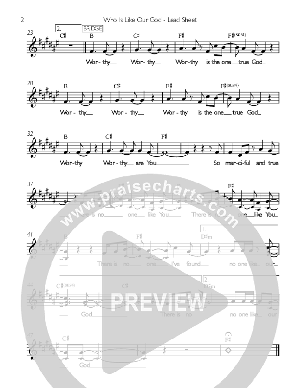 Who Is Like Our God Lead Sheet (Valley Worship)
