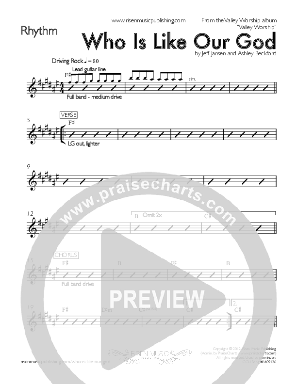 Who Is Like Our God Rhythm Chart (Valley Worship)