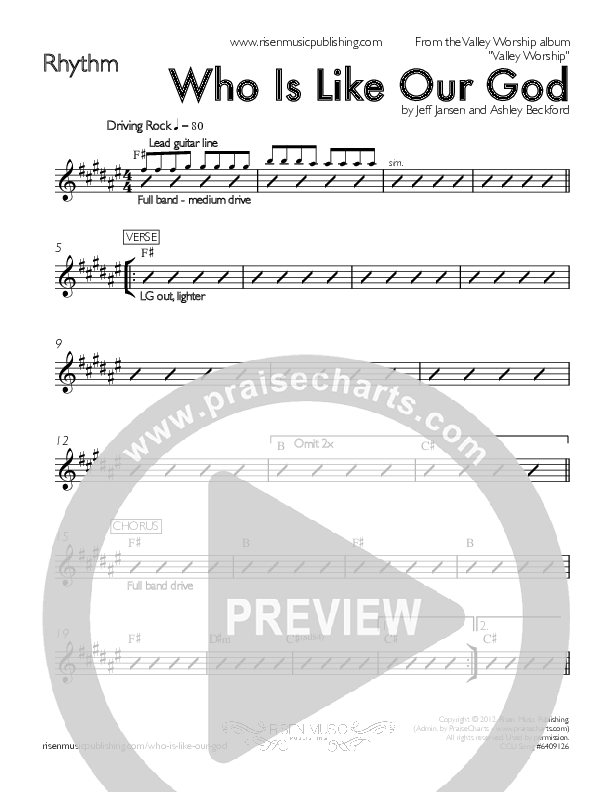 Who Is Like Our God Rhythm Chart (Valley Worship)