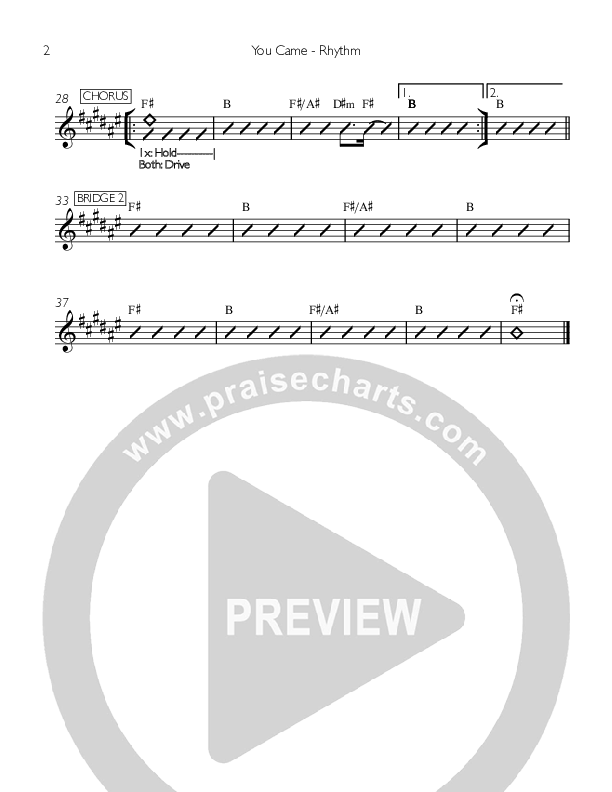 You Came Rhythm Chart (Valley Worship)