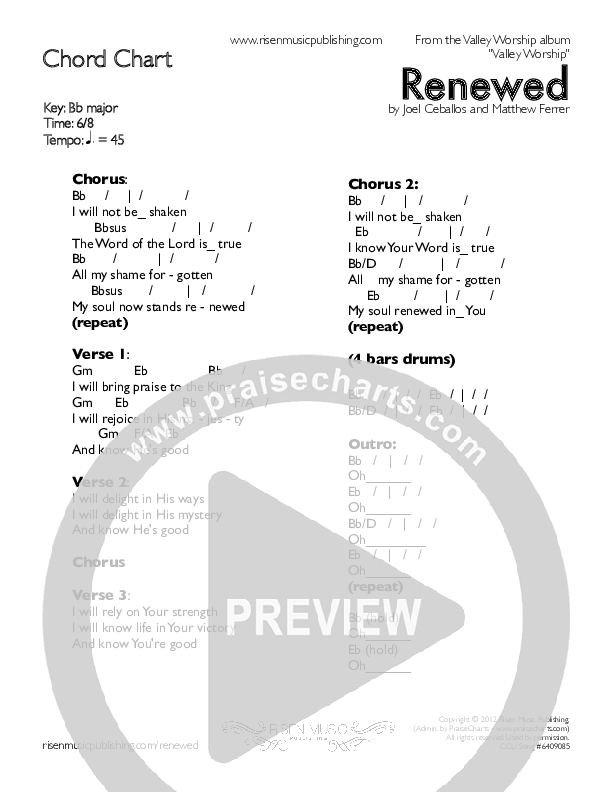Renewed Chords & Lyrics (Valley Worship)