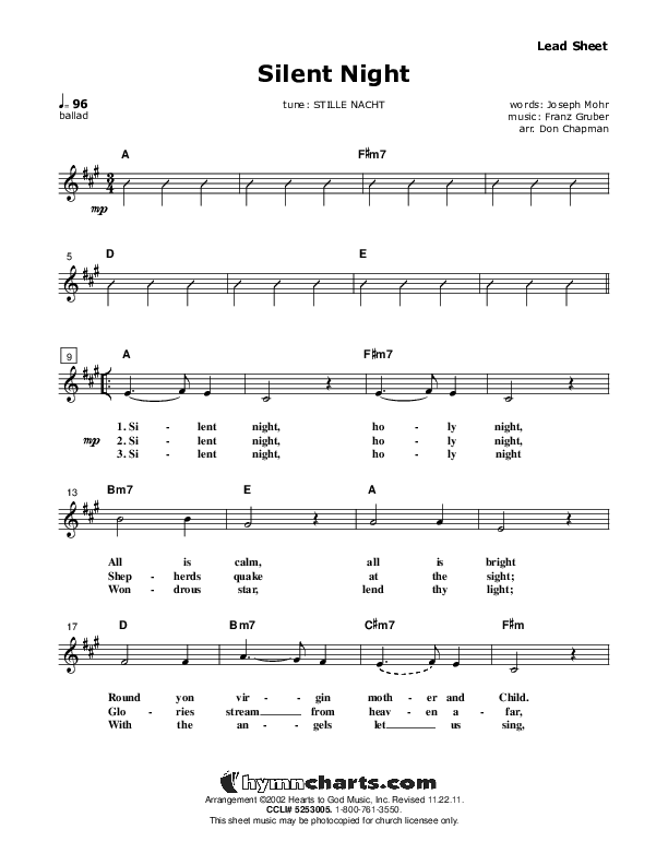 Silent Night Lead Sheet (Don Chapman)