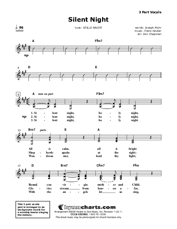 Silent Night Lead Sheet (SAT) (Don Chapman)