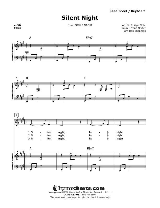 Silent Night Piano/Vocal (Don Chapman)