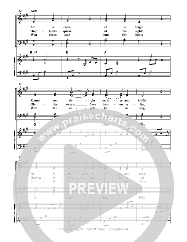 Silent Night Piano/Vocal (SATB) (Don Chapman)
