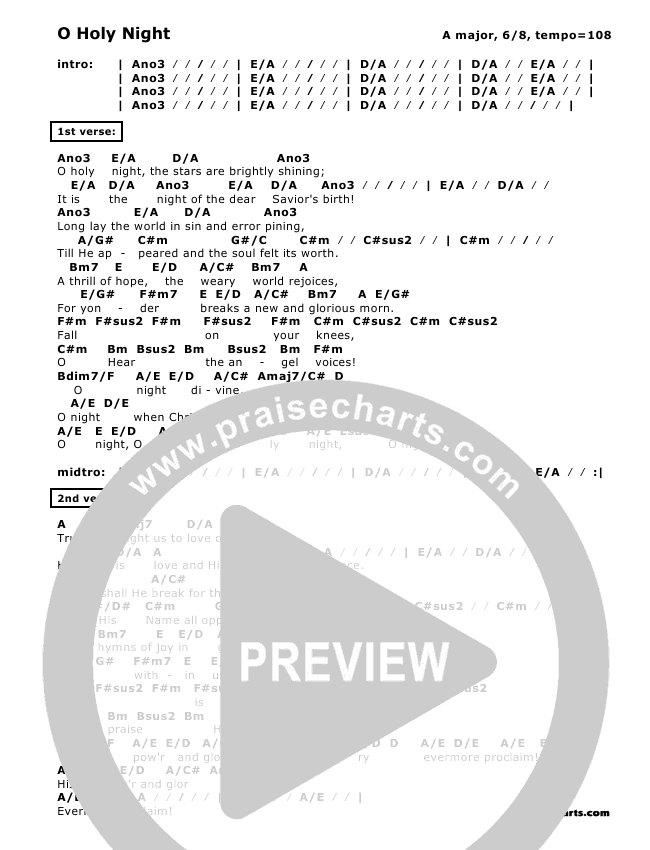 O Holy Night Chord Chart