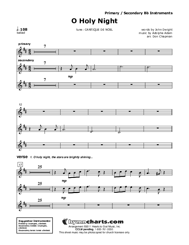 O Holy Night Bb Instruments (Don Chapman)