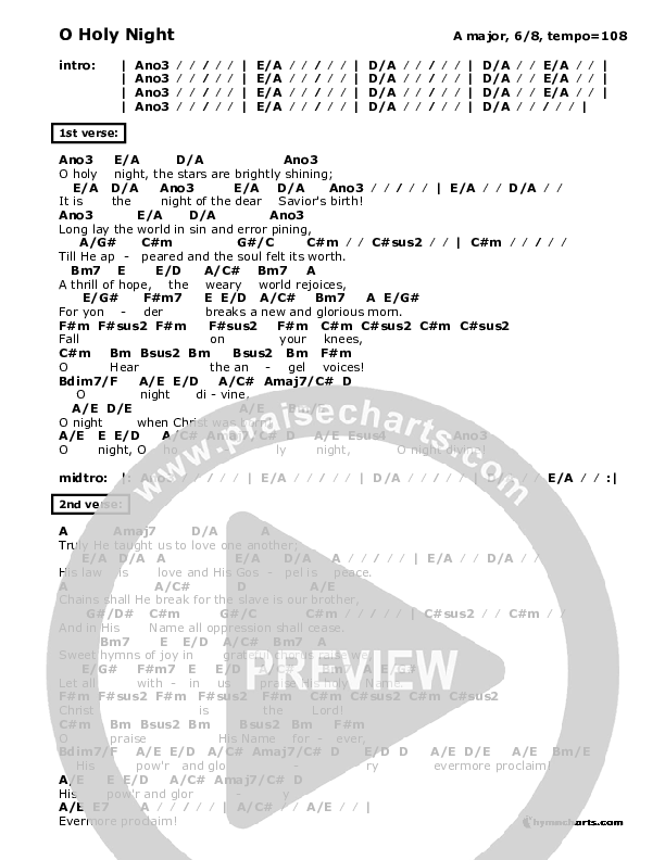 O Holy Night Chords & Lyrics (Don Chapman)