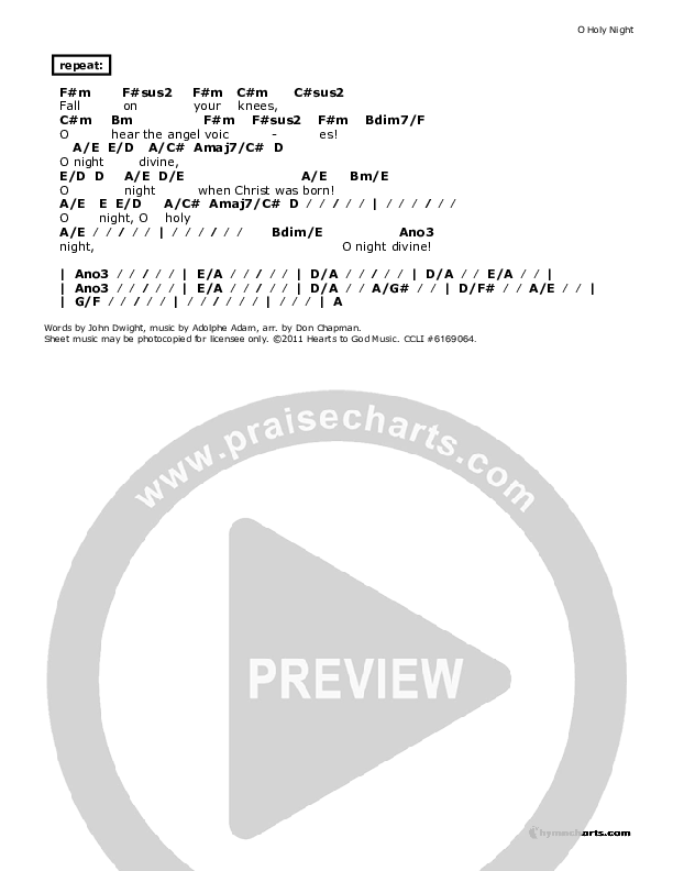 O Holy Night Chords & Lyrics (Don Chapman)