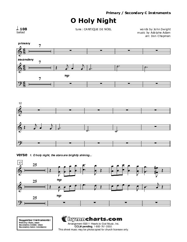O Holy Night C Instruments (Don Chapman)