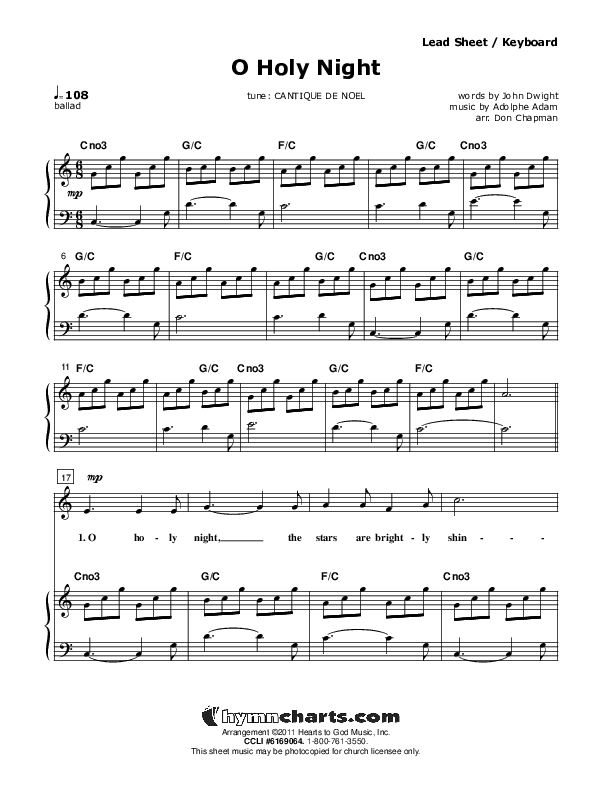 O Holy Night Piano/Vocal (Don Chapman)